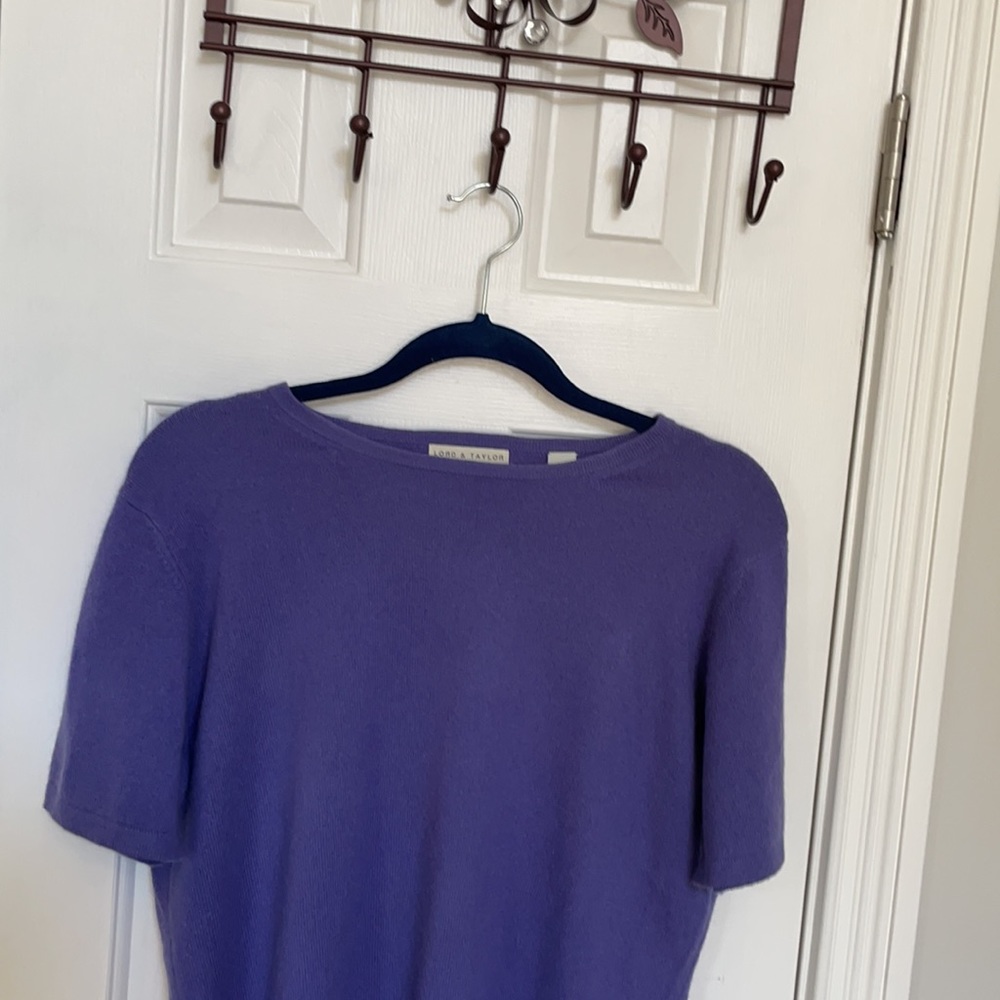 Lord & Taylor Deep Lavender Cashmere Sweater - Picture 2 of 4